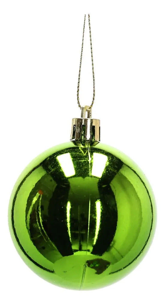 Set Esferas Lluvia Verde Manzana Navidad y Mucho Brillo 6 cm