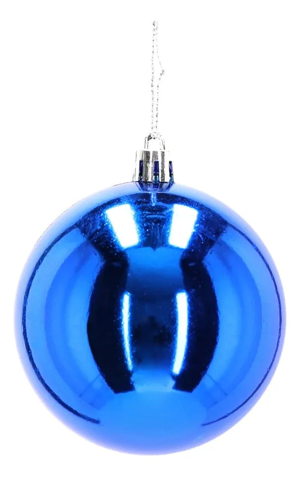 Set Esferas Navideñas Lluvia Azul Rey 30 Piezas 8 Cm