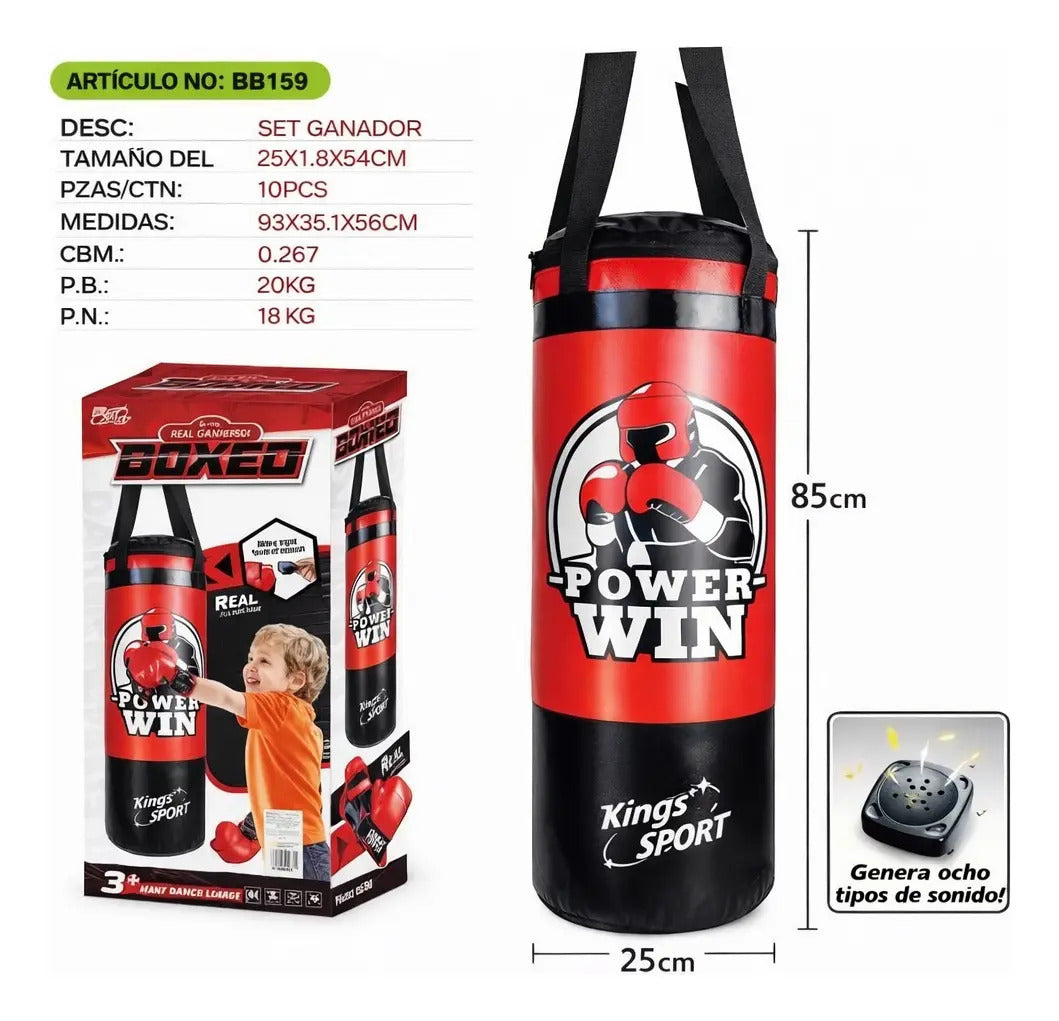 Set De Boxeo Infantil Candy Toys Con Saco Y Guantes Sonido