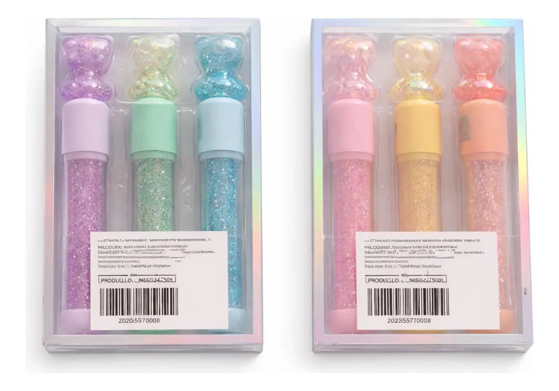 Marcatextos Diseño Osito Glitter Pastel Base Agua Lluvia