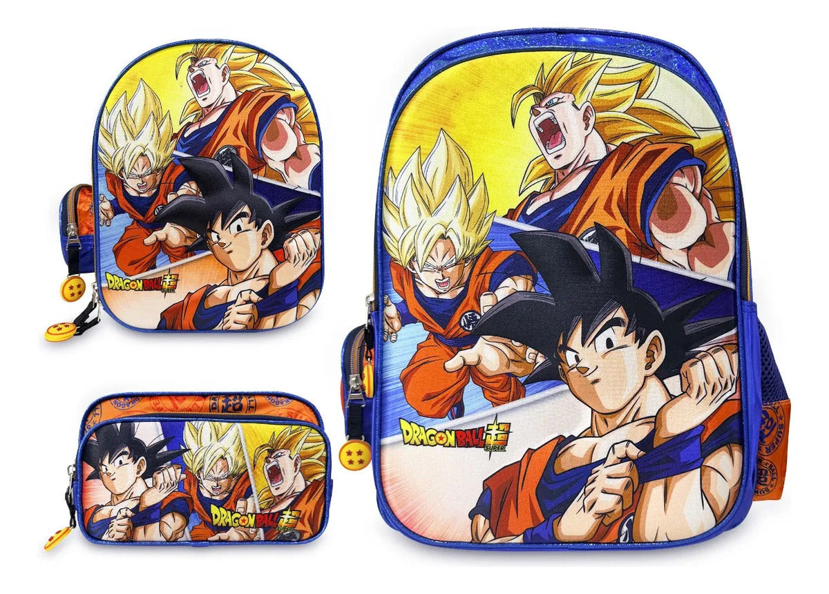 Set Escolar Yadatex Azul 3 Pzas Goku y Vegeta