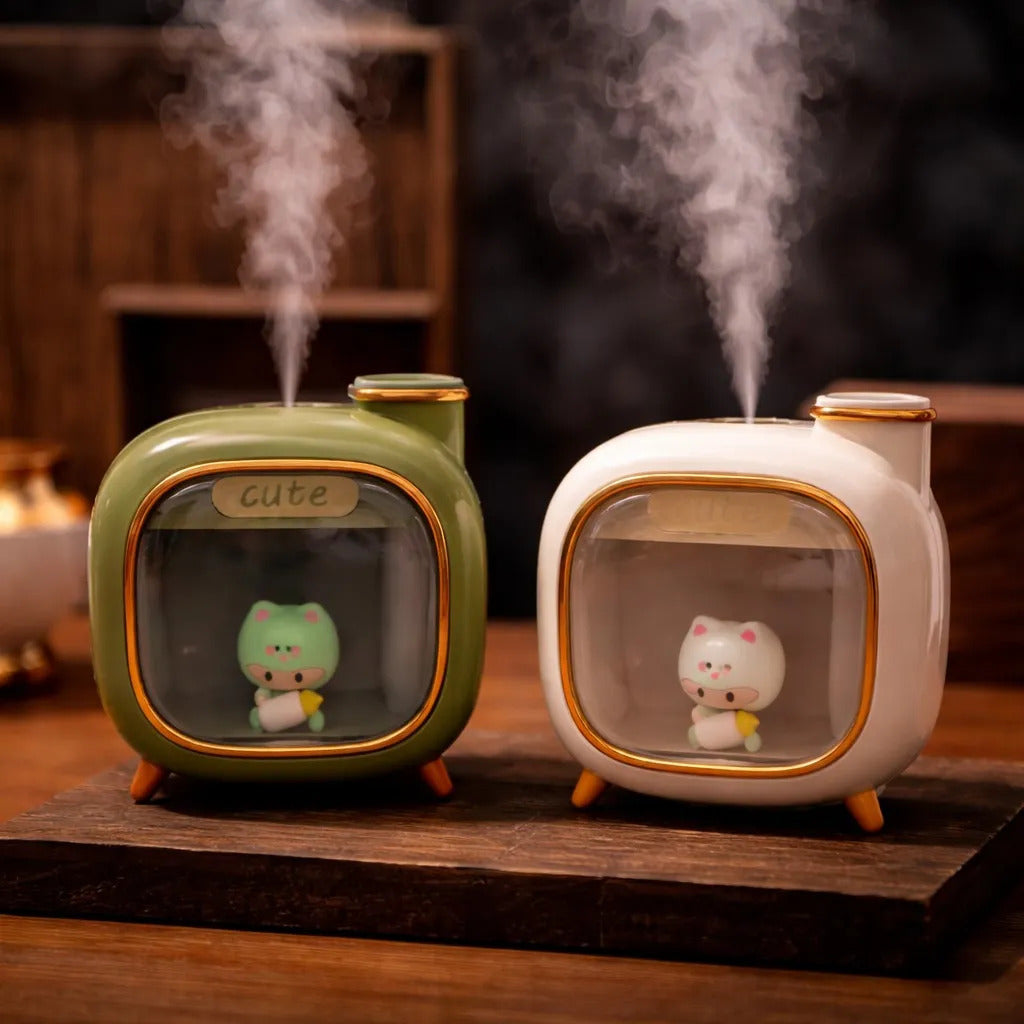 Humidificador Retro Tipo Tv 500 Ml Con Luz Y 8 Esencias
