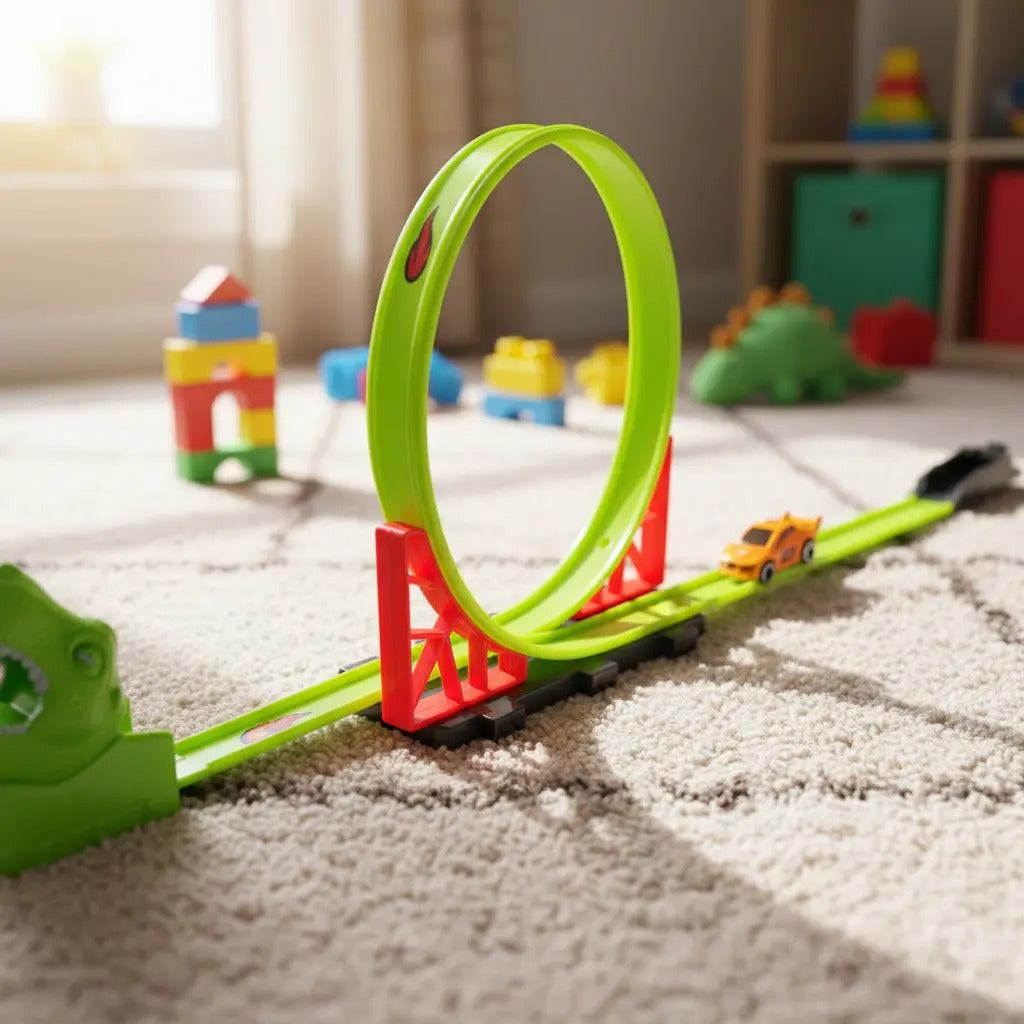 Pista De Dinosaurio Candy Toys Con 10 Piezas De Fricción.