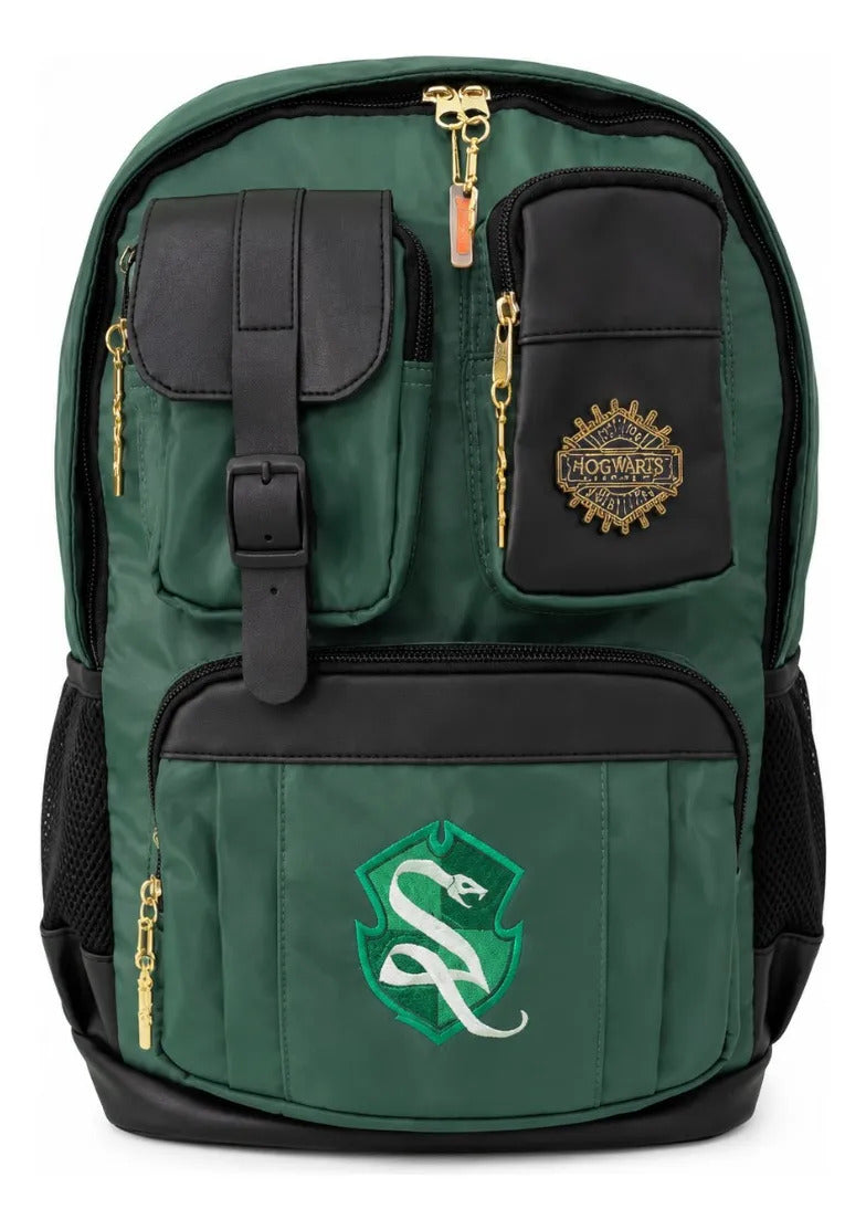 Mochila Escolar Yadatex Harry Potter Slytherin Verde Satinada