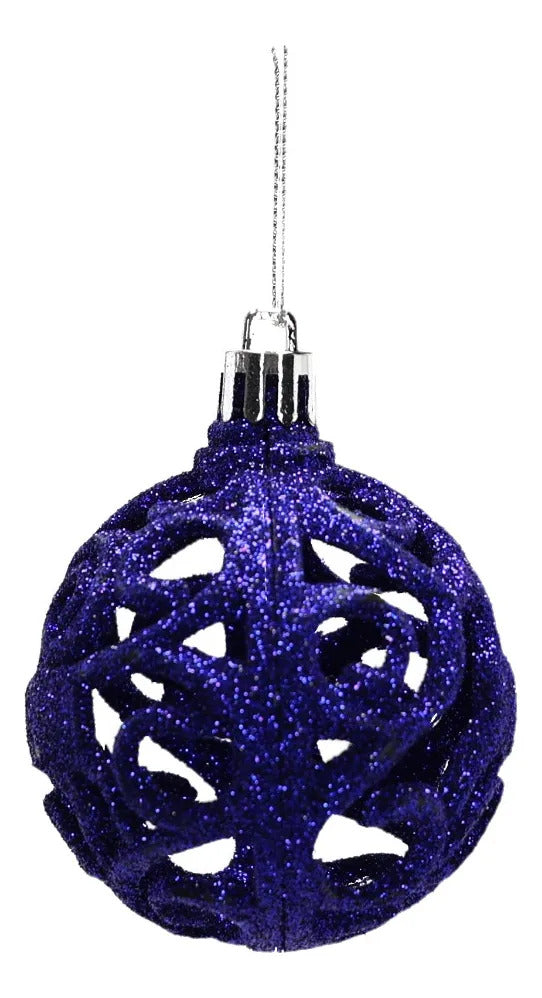 Set Esferas Navideñas lluvia Azul Rey 6 Cm Diseños Variados