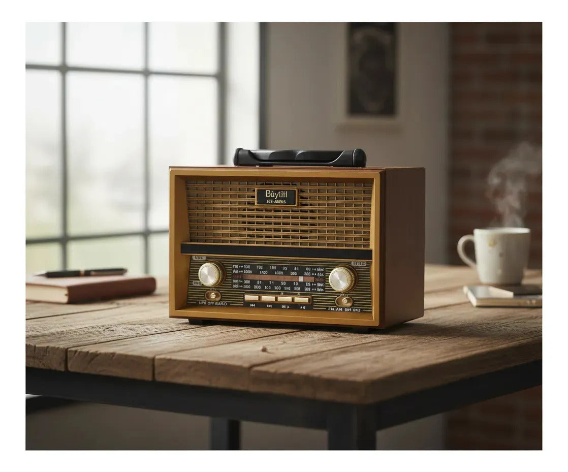 Radio Vintage Bluetooth Portátil Am Fm Con Usb Y Micro Sd Marrón