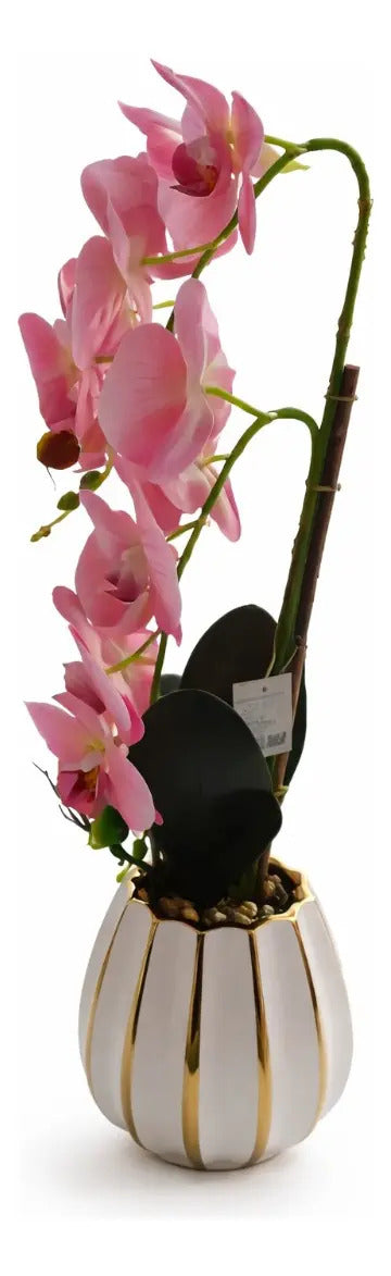 Orquídea Phalaenopsis Artificial En Maceta Blanca 62 Cm