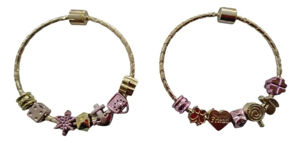 Set Pulseras Y Collar Charms Candy Toys 41 Piezas