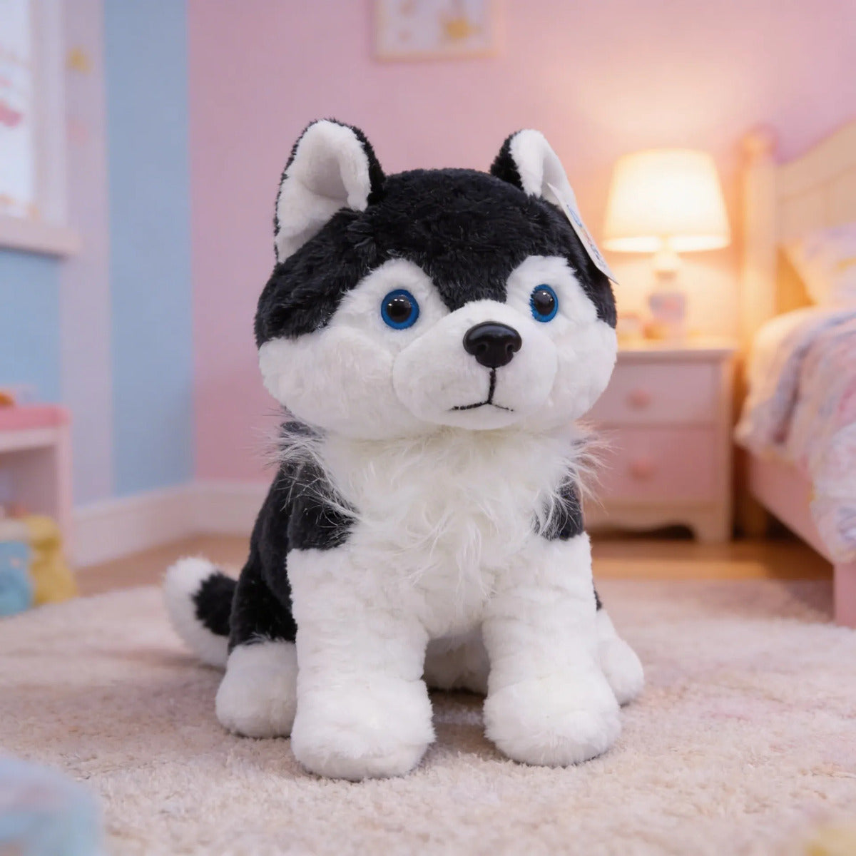 Peluche Husky Realista Esponjoso 33×35×22 Cm Candy Toys