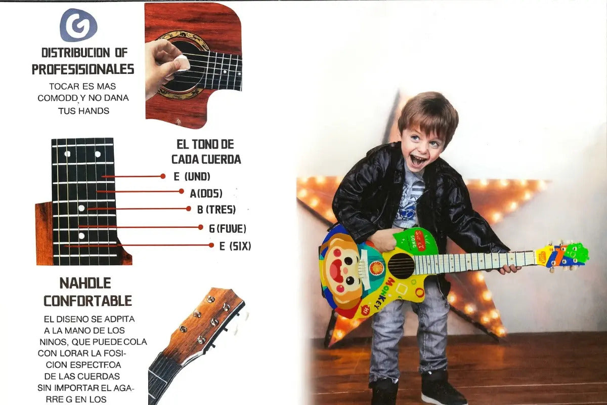 Guitarra Infantil Candy Toys Monkey Con Sonido Realista