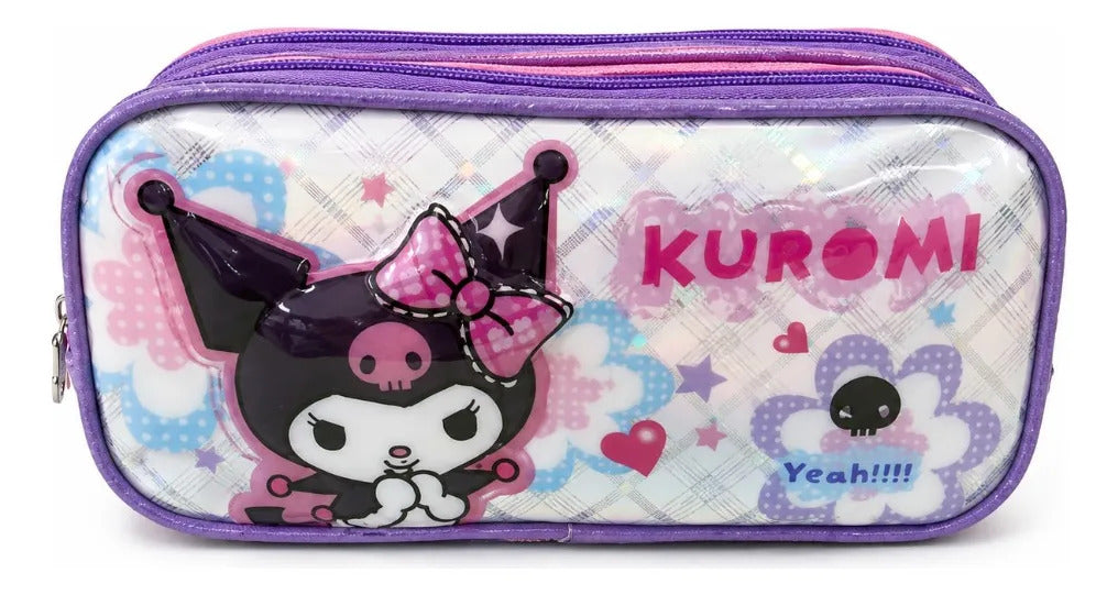 Lapicera Ruz Kuromi 3d Color Lila Y Rosa Doble Compartimento