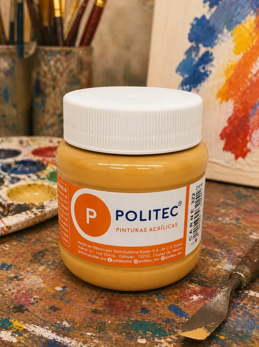 Pintura Acrílica Beige 250 Ml Politec Multiusos Semimate