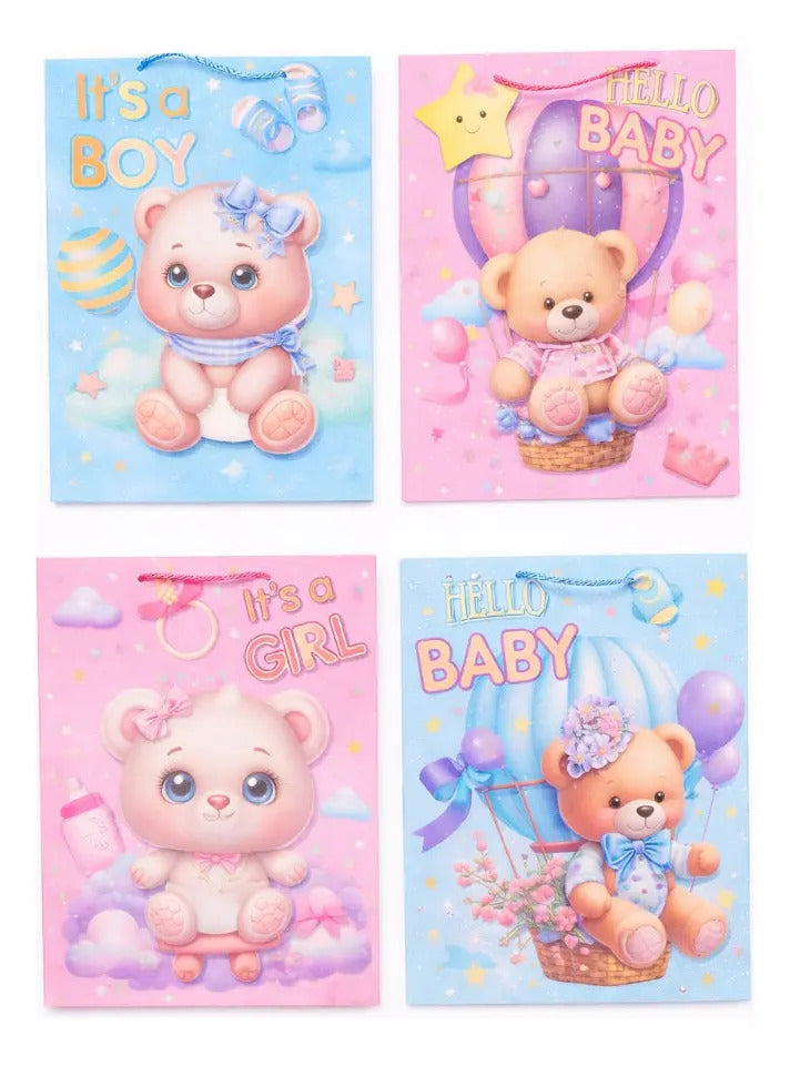Bolsas De Regalo Una Docena Baby Shower Osito Bebé Surimax