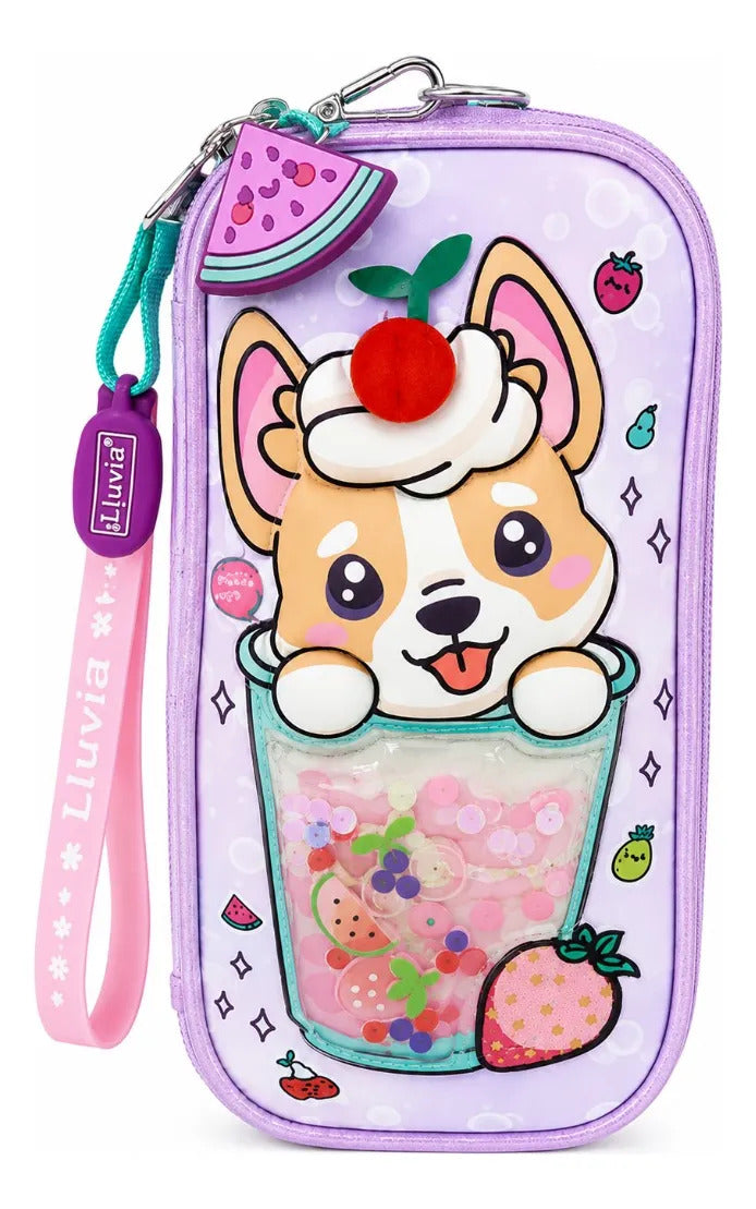 Lapicera Juvenil Lluvia Con Diseño De Perrito Y Vaso 3d