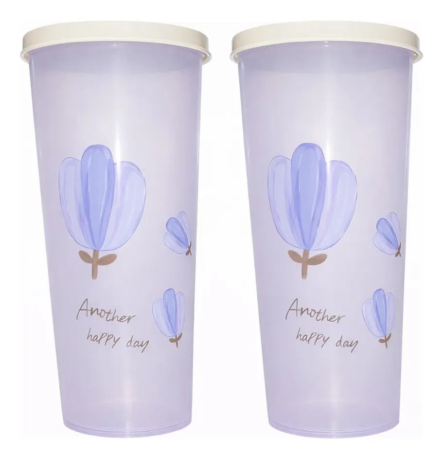 Vasos Pastel Con Tapa Set 7 Piezas 450ml Another Happy Day