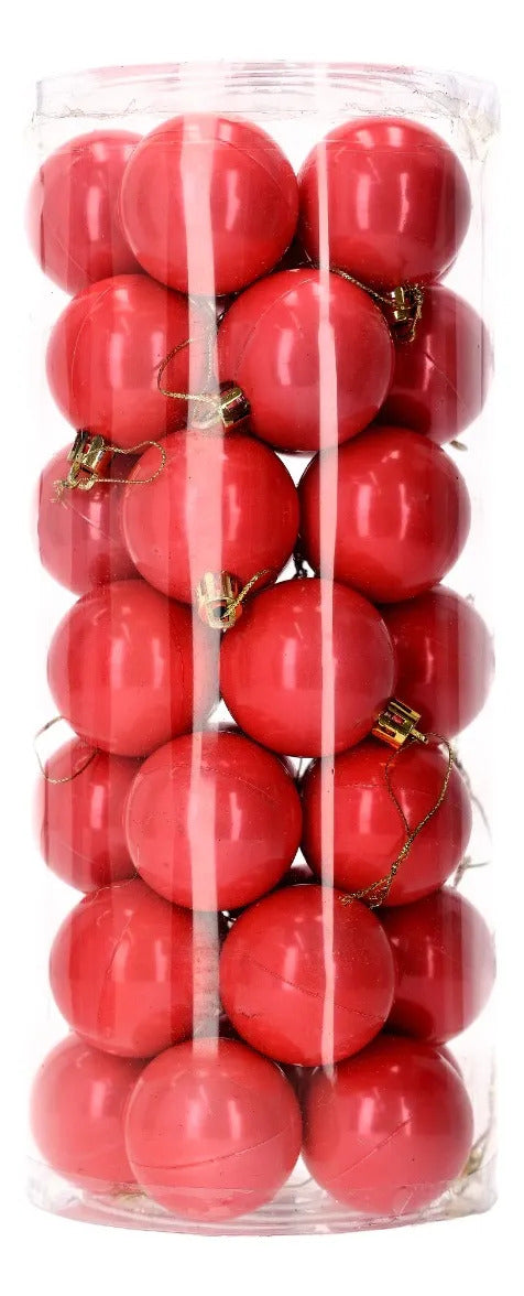 Set Esferas Lluvia Rosa Coral 35 Piezas Navideñas 5 Cm