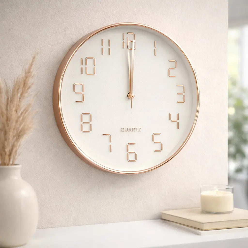 Reloj De Pared Elegante 30x4x30 3 Colores Dorado Rosa Plata
