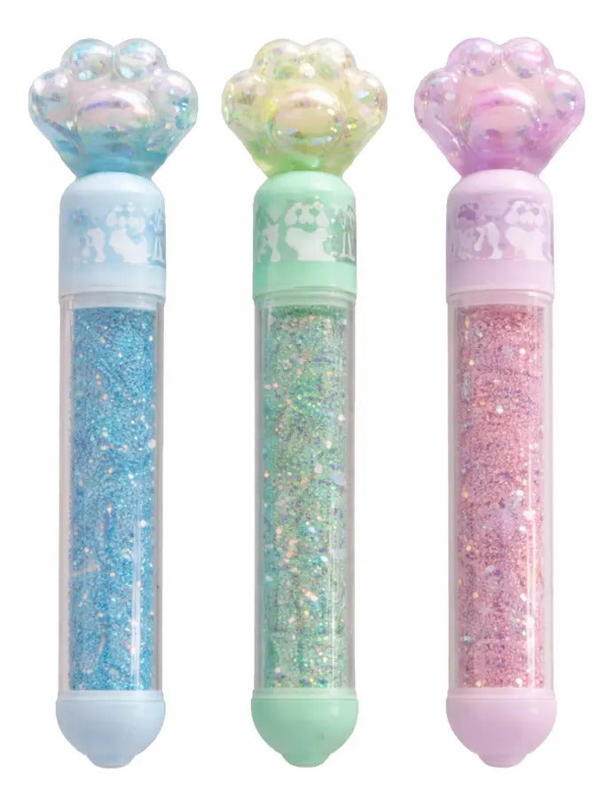 Marcatextos Kawaii 6 Piezas Tapa Figura Huellita Gliter