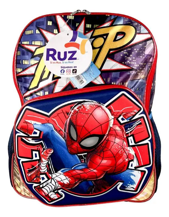 Mochila Primaria 3 Piezas Marca Ruz Spidey Luz