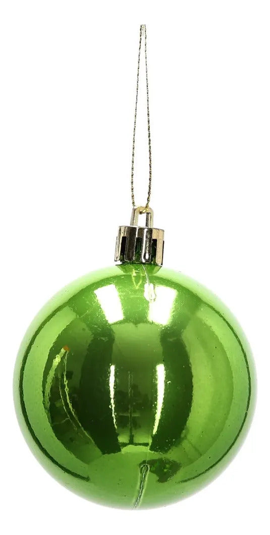 Set Esferas Lluvia Verde Manzana Navidad y Mucho Brillo 6 cm