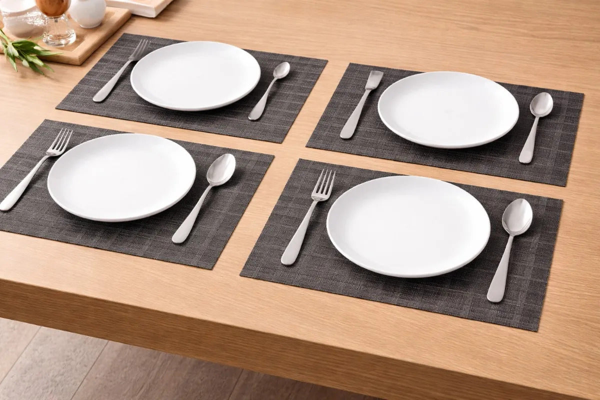 Manteles Individuales Set 6 Piezas Dos Colores Gris Y Cafe