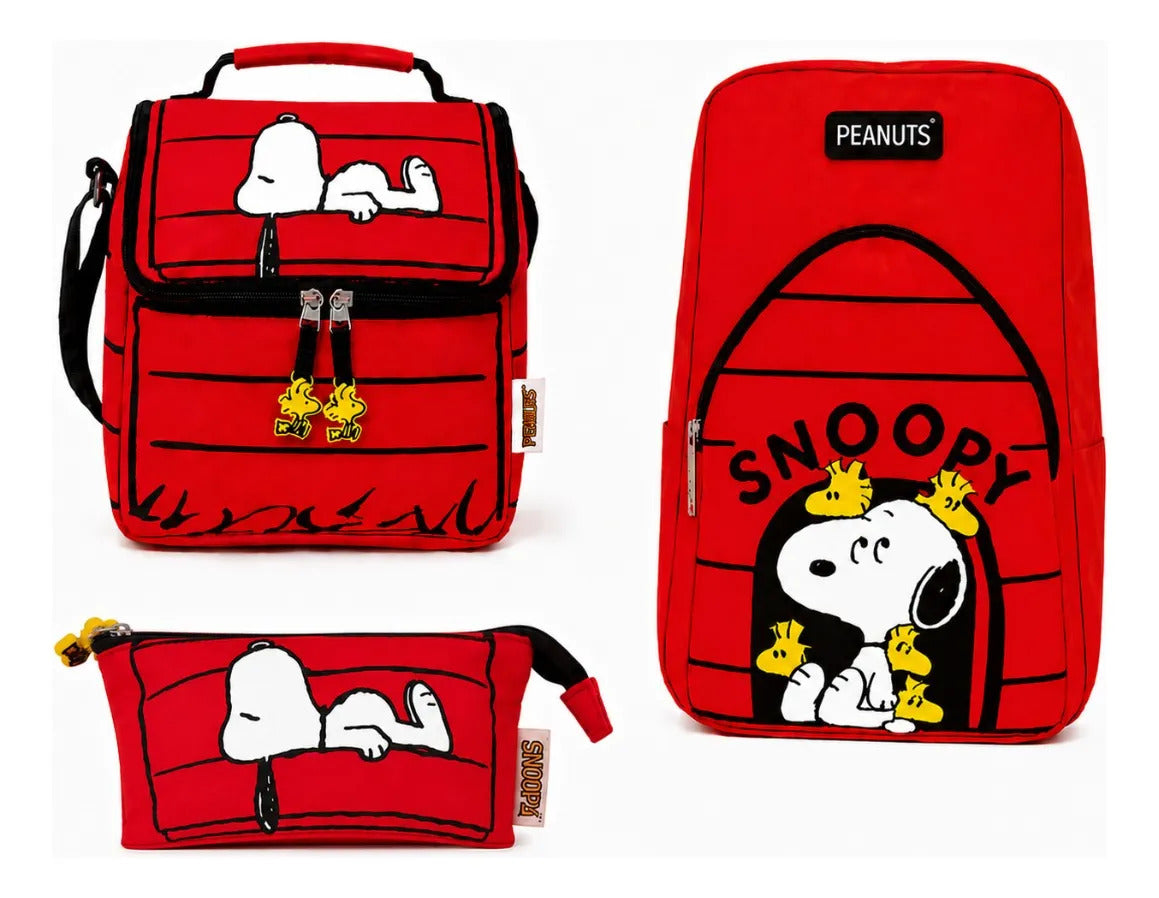 Set Tres Piezas Yadatex Casita Roja Snoopy Mochila Escolar