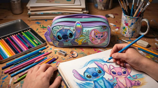 Lapicera Escolar Ruz Stitch Y Angel Doble Compartimento