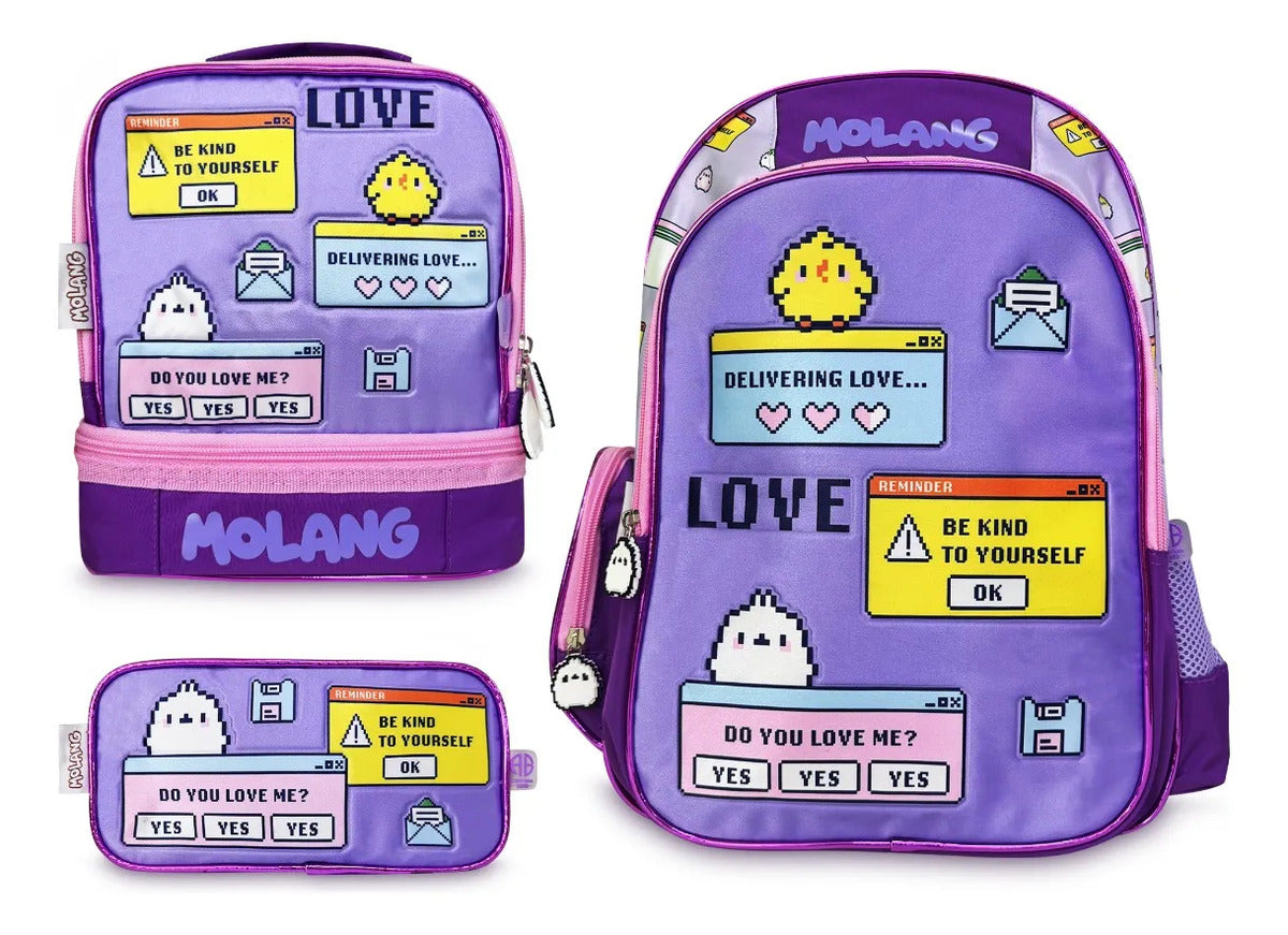 Set Escolar American Bags Morado Lila 3 Pzas Molang