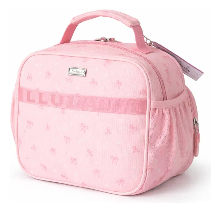 Lonchera Lluvia Rosa Diseño Moñitos Dulce Y Práctica