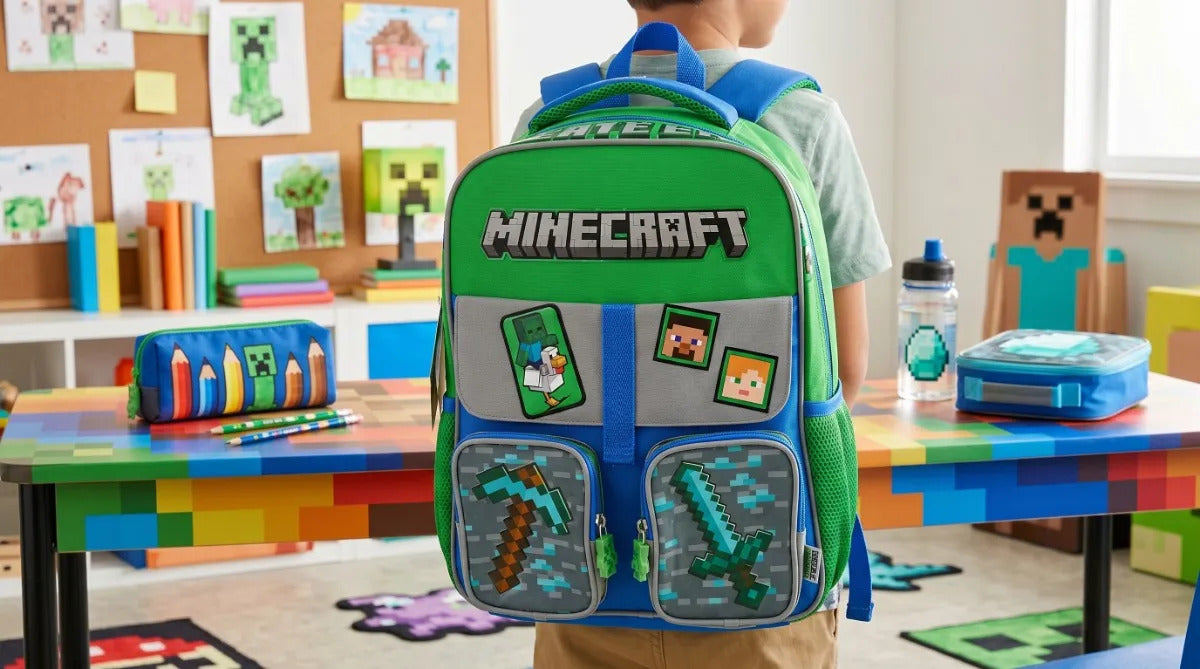 Mochila Escolar Minecraft Ruz Con Steve Alex Y Zombie