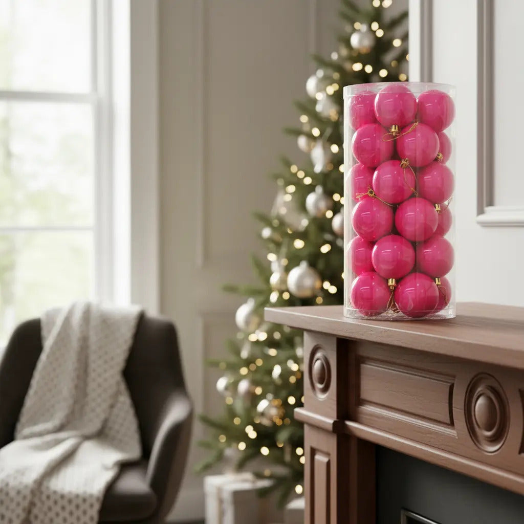 Esferas 30 Piezas Fucsia Intenso 6 Cm Decorativas