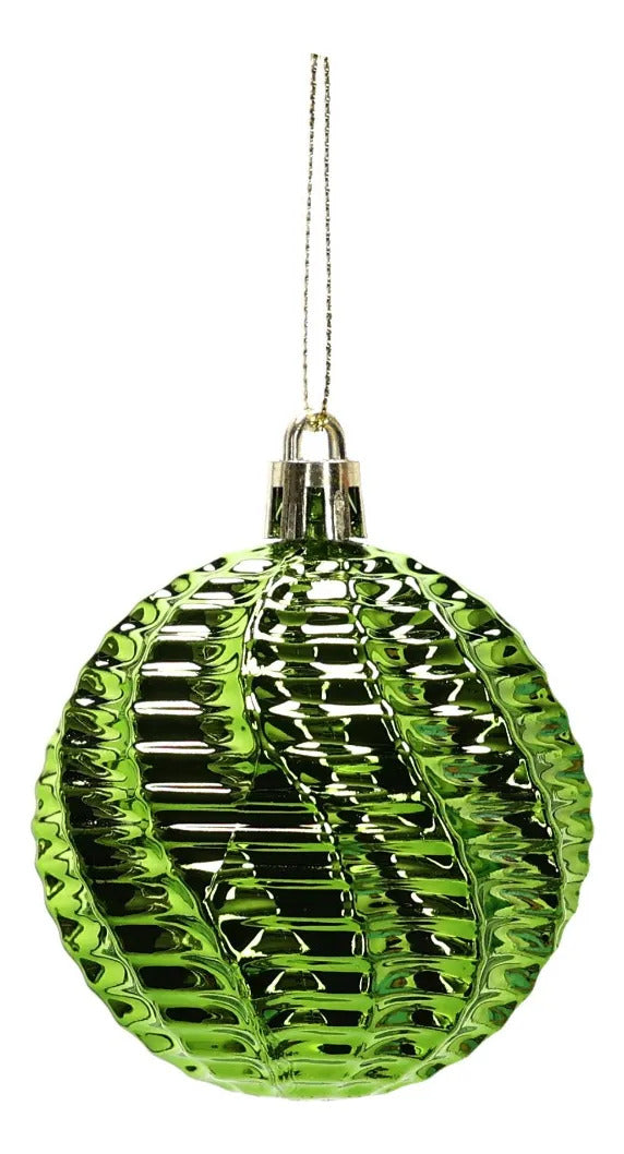 Set Esferas Lluvia Verde Manzana Navidad y Mucho Brillo 6 cm