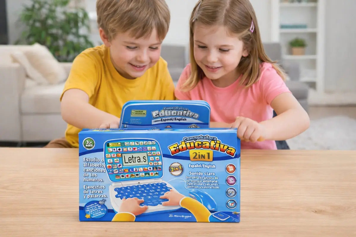 Laptop Juguete Educativa Infantil Español  Rosa Y Azul Candy