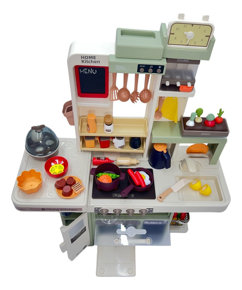 Cocina Infantil Marca Candy Toys Verde Olivo 88 Piezas