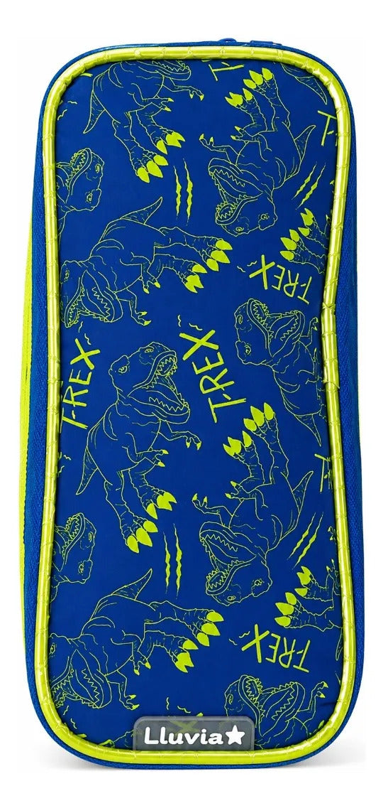 Set Tres Piezas Lluvia Dinosaurio T-rex Azul Verde Limón