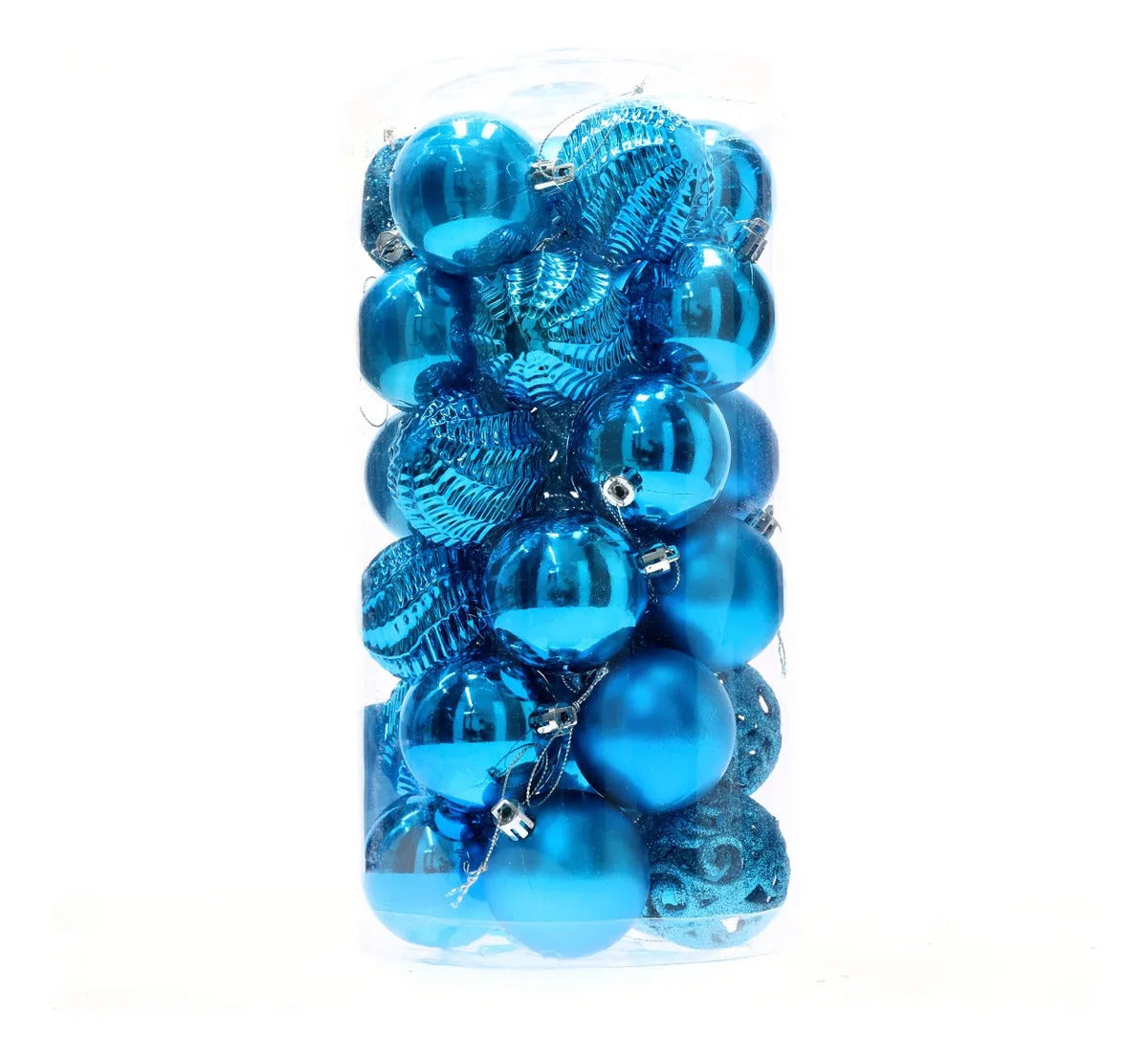 Set Esferas Lluvia Azul Aqua 30 Piezas Texturas Varias 6 Cm
