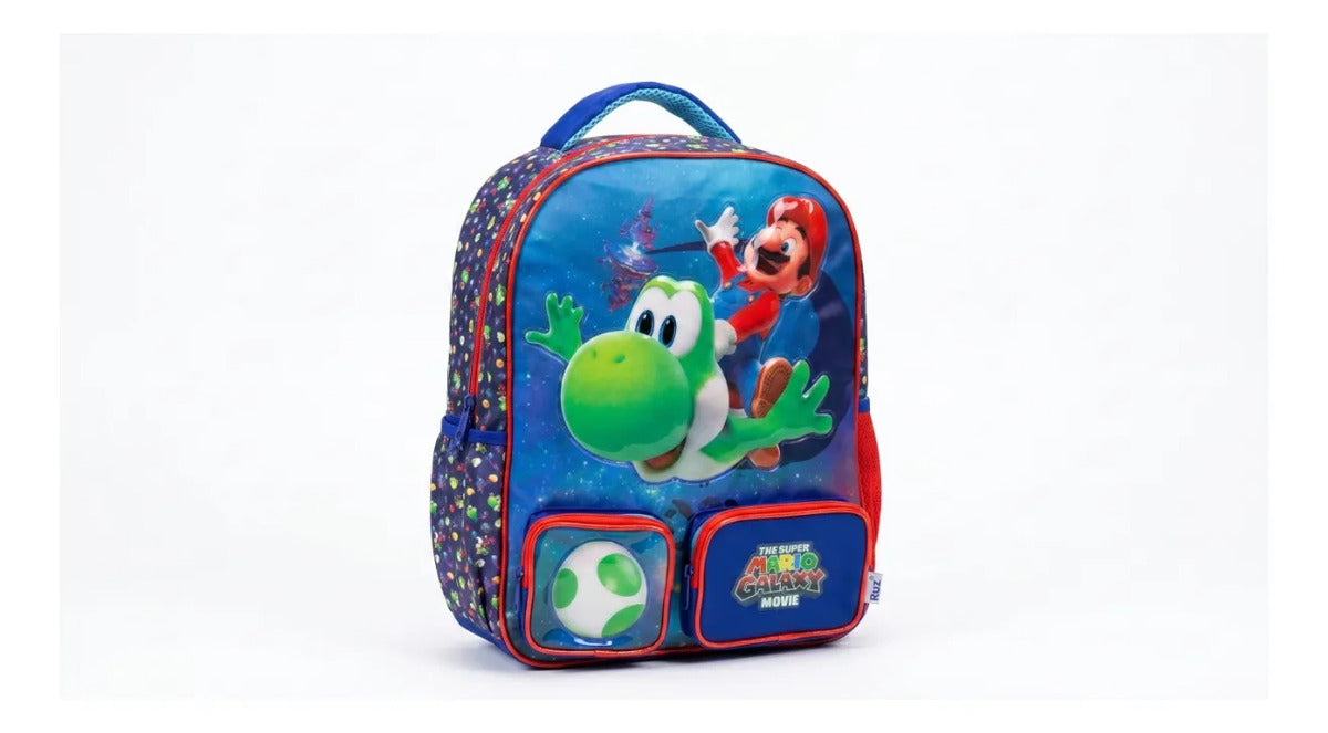 Mochila Kinder Ruz  Mario Y Yoshi Diseño Espacial  Galaxy