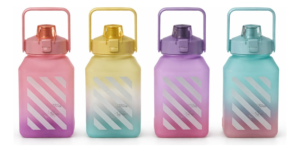 Vaso Grande 1.5 L Diseño Difuminado Con Popote Y Correa