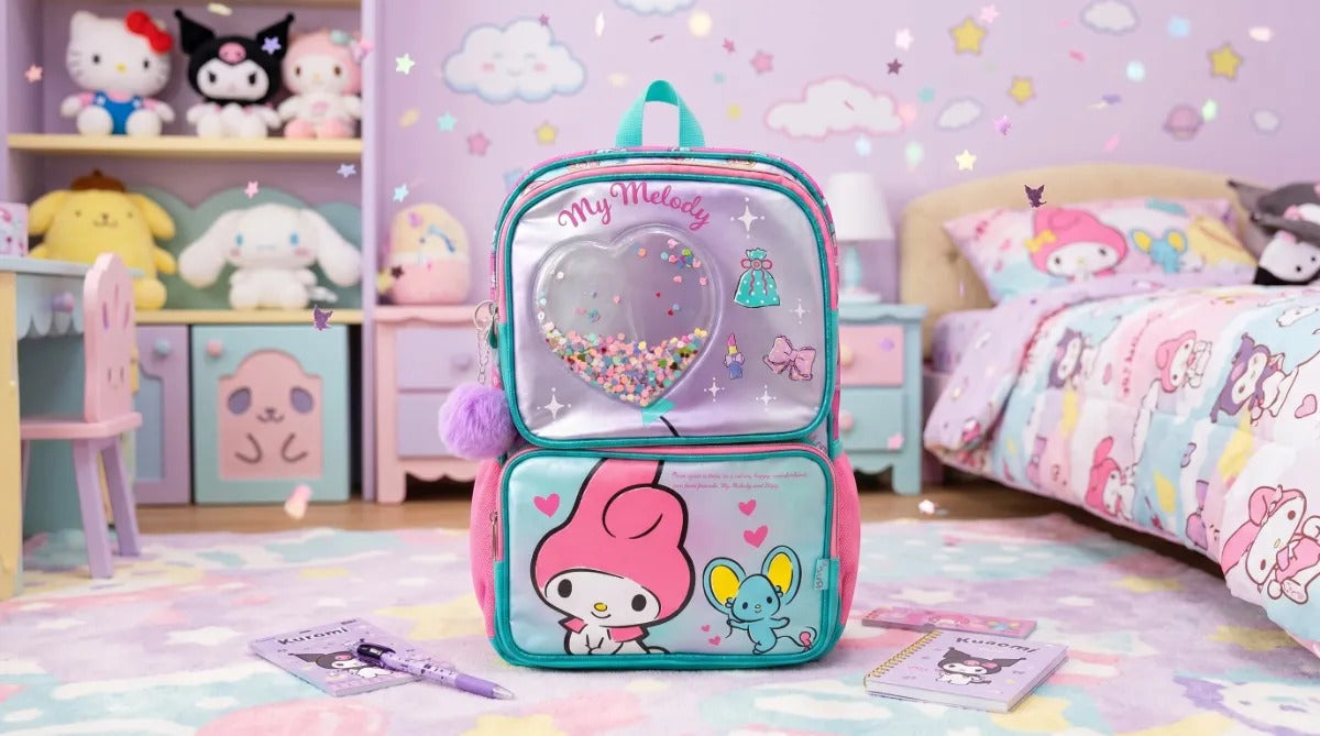 Mochila Primaria Ruz My Melody Con Corazón De Confeti