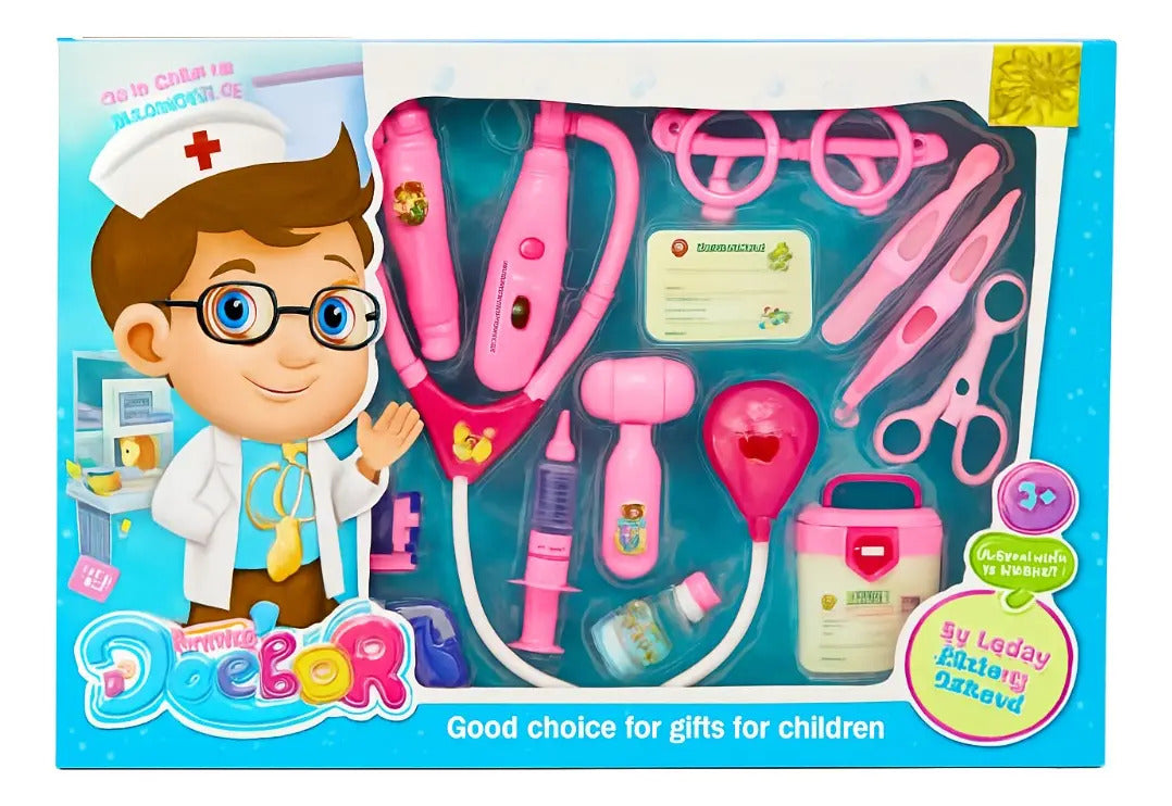 Set Doctor Infantil 15 Piezas Estetoscopio Con Luz Y Sonido