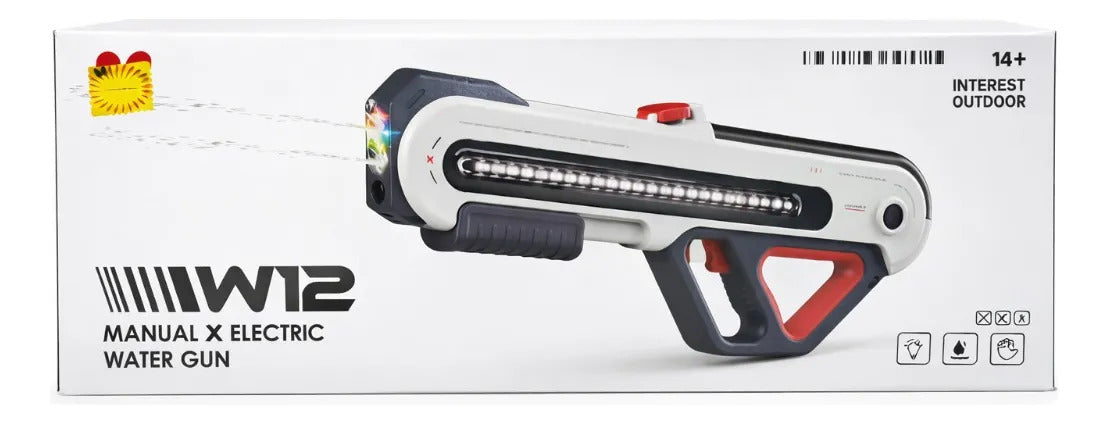 Pistola De Agua W12 Eléctrica Con Luz Doble Capacidad