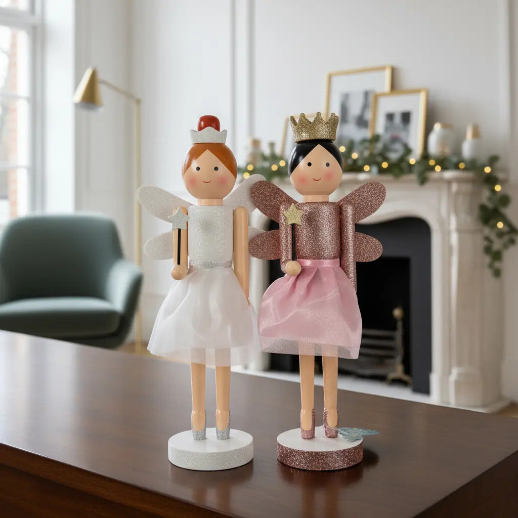 Muñeca Navidad Lluvia Hada Mágica Con Varita 35 Cm