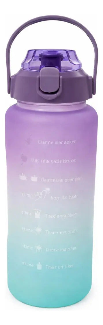 Vaso 2000ml Degradado Bpa Free Con Boquilla Y Stickers 3d