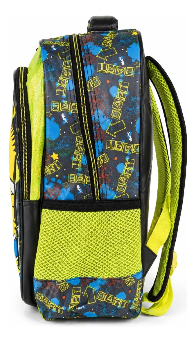 Mochila Primaria Bart Simpson Yadatex Negra Con Verde Neón