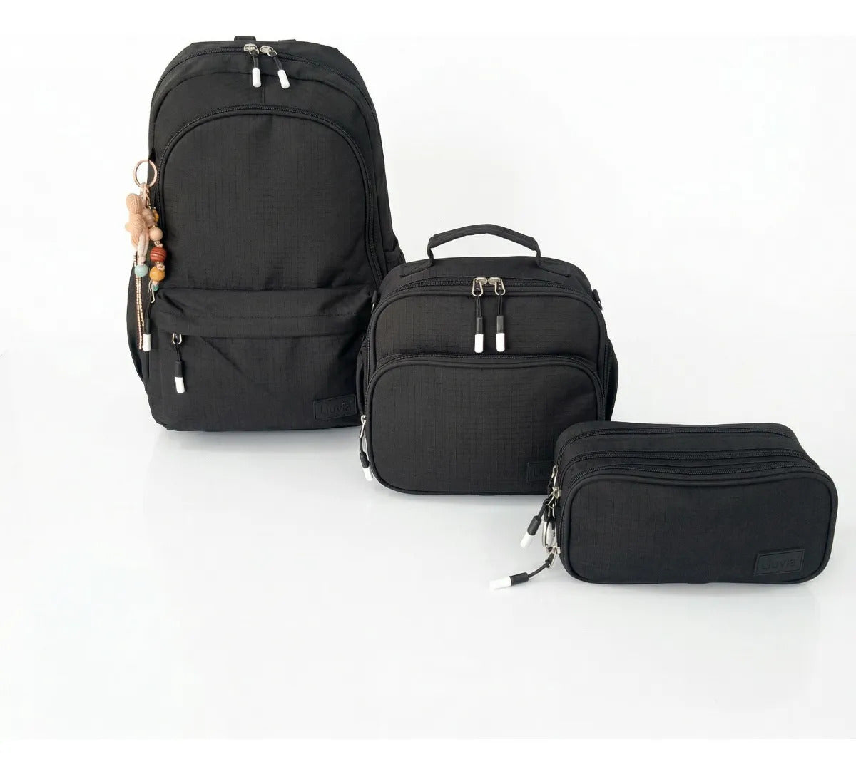 Set Escolar Lluvia 3 Piezas Diseño Funcional Negro Cuadros