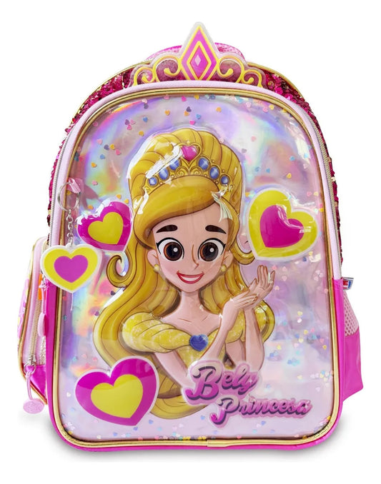 Mochila Escolar Fotorama Rosa Bely Princesa con Corazones