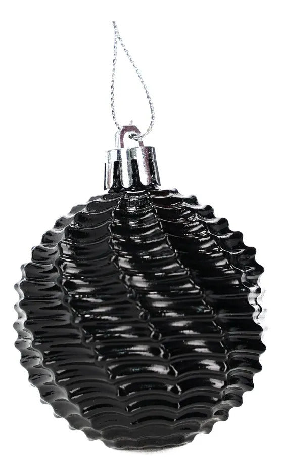 Set Esferas Navideñas Lluvia Negro Mate Y Brillante 6 Cm