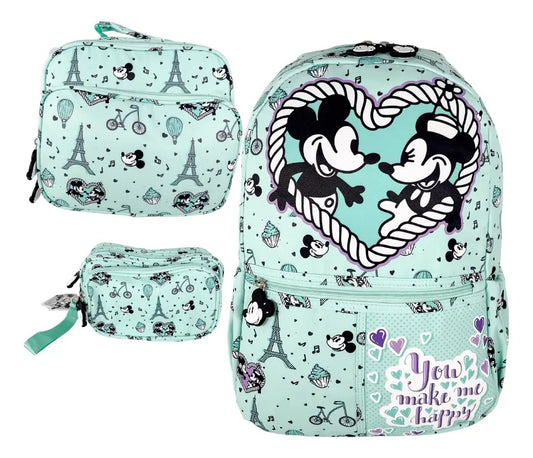 Paquete Mochila 3 Piezas Marca Lluvia Mickey Primaria