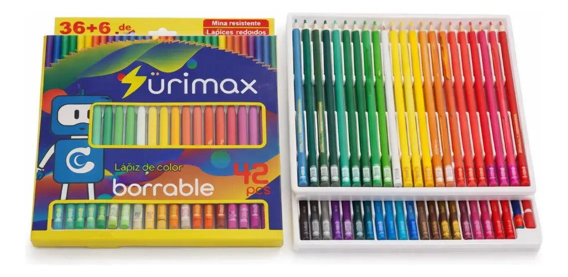 Lápices De Colores Borrables Triangulares 42 Piezas Surimax