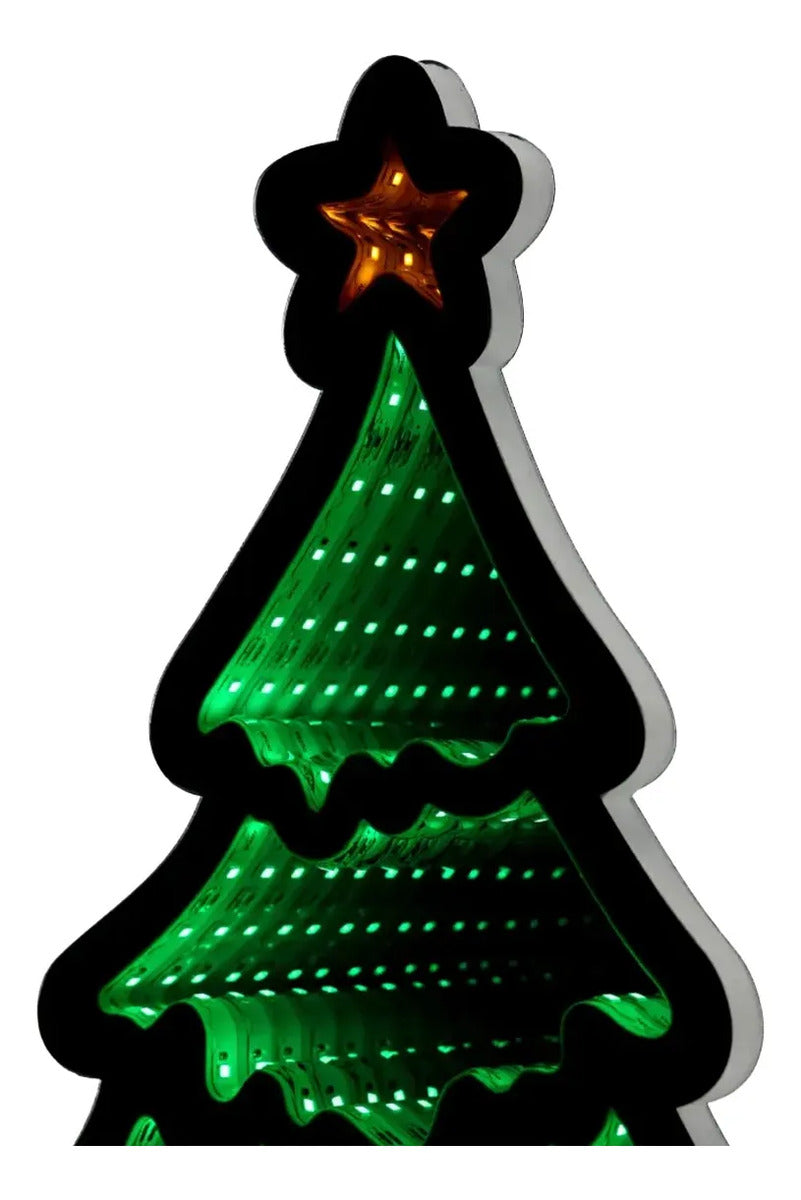 Figura Navideña Lluvia Árbol Verde 132 Luces 45 cm